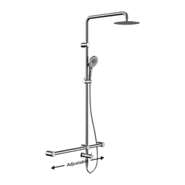 MECCA CARE CHROME 32MM T BAR GRAB RAIL 1100X750MM TWIN SHOWER SET