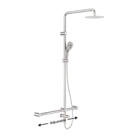 MECCA CARE BRUSHED NICKEL 32MM T BAR GRAB RAIL 1100X750MM TWIN SHOWER SET