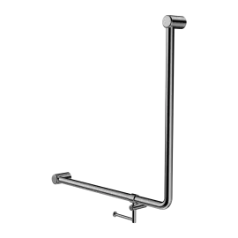 MECCA CARE 32MM 90 DEGREE BENT TUBE GRAB RAIL 750X750MM WITH TOILET ROLL HOLDER CHROME 