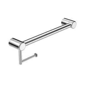MECCA CARE CHROME 32MM GRAB RAIL WITH TOILET ROLL HOLDER 450MM
