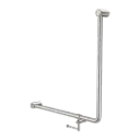 MECCA CARE 32MM 90 DEGREE BENT TUBE GRAB RAIL 750X750MM WITH TOILET ROLL HOLDER BRUSHED NICKEL 
