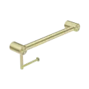 MECCA CARE BRUSHED GOLD 32MM GRAB RAIL WITH TOILET ROLL HOLDER 450MM