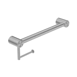 MECCA CARE GUN METAL 32MM GRAB RAIL WITH TOILET ROLL HOLDER 450MM