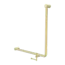 MECCA CARE 32MM 90 DEGREE BENT TUBE GRAB RAIL 750X750MM WITH TOILET ROLL HOLDER BRUSHED GOLD 