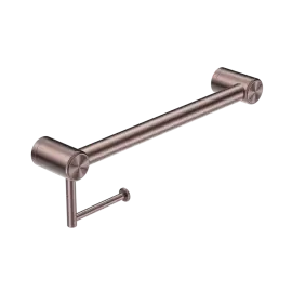 MECCA CARE BRUSHED BRONZE 32MM GRAB RAIL WITH TOILET ROLL HOLDER 450MM
