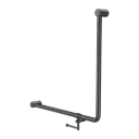 MECCA CARE 32MM 90 DEGREE BENT TUBE GRAB RAIL 750X750MM WITH TOILET ROLL HOLDER GUN METAL 