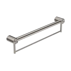 MECCA CARE BRUSHED NICKEL 32MM GRAB RAIL WITH TOWEL HOLDER 300MM