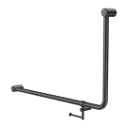 MECCA CARE 32MM DDA 90 DEGREE BENT TUBE GRAB RAIL 600X1000MM WITH TOILET ROLL HOLDER GUN METAL 