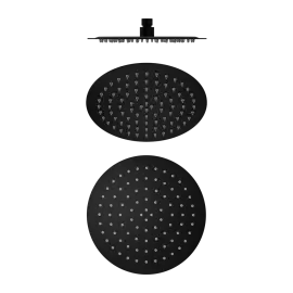 250MM MATTE BLACK ROUND STAINLESS STEEL SHOWER HEAD 4 STAR RATING