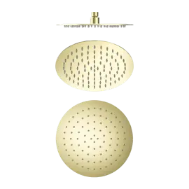 250MM BRUSHED GOLD ROUND STAINLESS STEEL SHOWER HEAD 4 STAR RATING