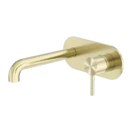 ZEN SS316L WALL BASIN/BATH MIXER 230MM SPOUT BRUSHED GOLD 