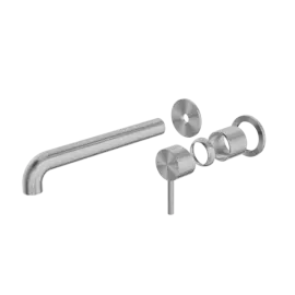 ZEN SS316L WALL BASIN/BATH MIXER SEPARATE BACK PLATE 185MM SPOUT TRIM KITS ONLY GRAPHITE 