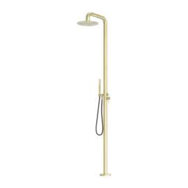 ZEN SS316L OUTDOOR FREESTANDING SHOWER COLUMN BRUSHED GOLD 