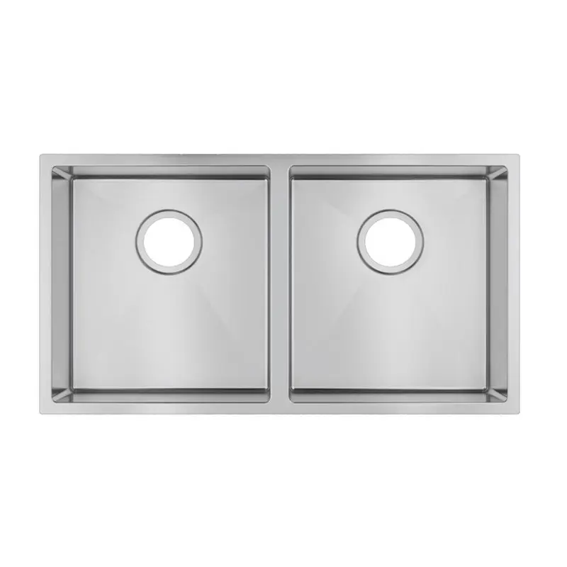 820x457x230mm Chrome Stainless Steel Double Bowl Kitchen Sink 