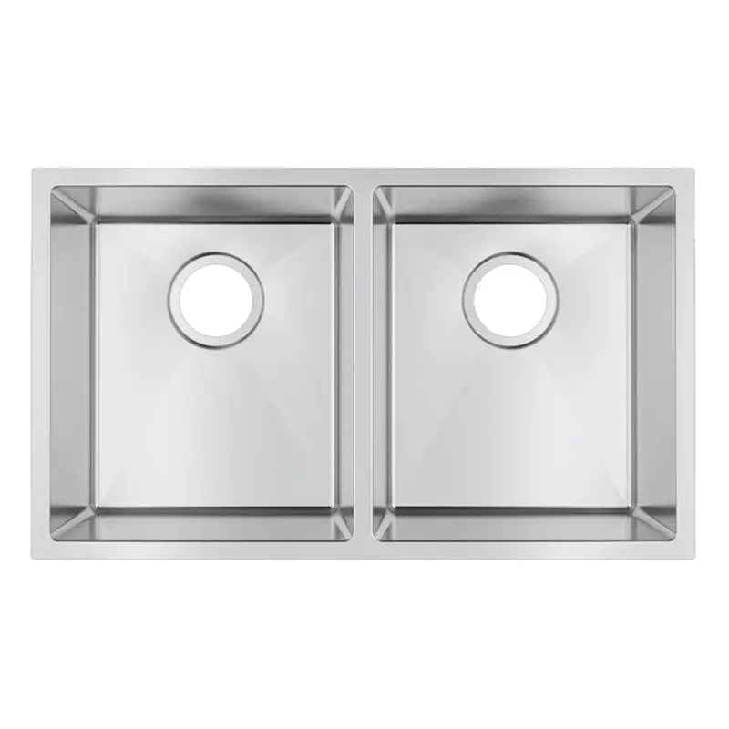 770x440x200mm Chrome Stainless Steel Double Bowl Kitchen Sink