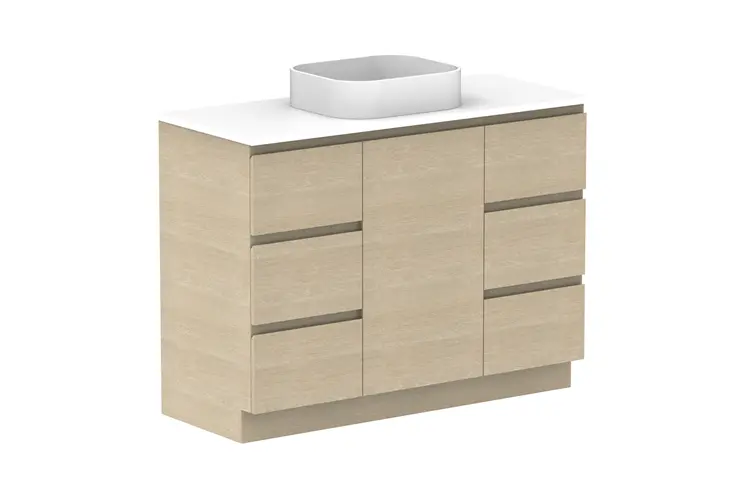 Glacier Pro Hamper Trio 1200 WITH KICKBOARD C CS (CAESARSTONE FINISH)  