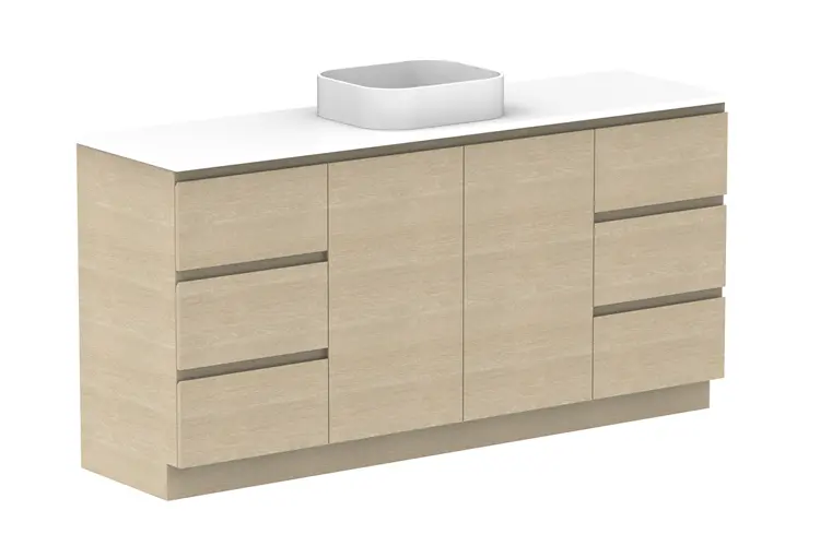Glacier Pro Hamper Trio 1800 WITH KICKBOARD C CS (CAESARSTONE FINISH)