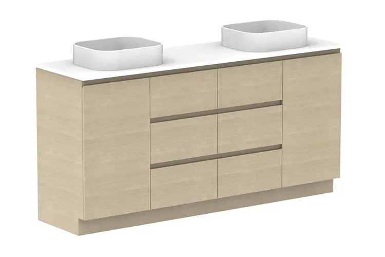 Glacier Pro Hamper Trio 1800 WITH KICKBOARD D CS (CAESARSTONE FINISH) 