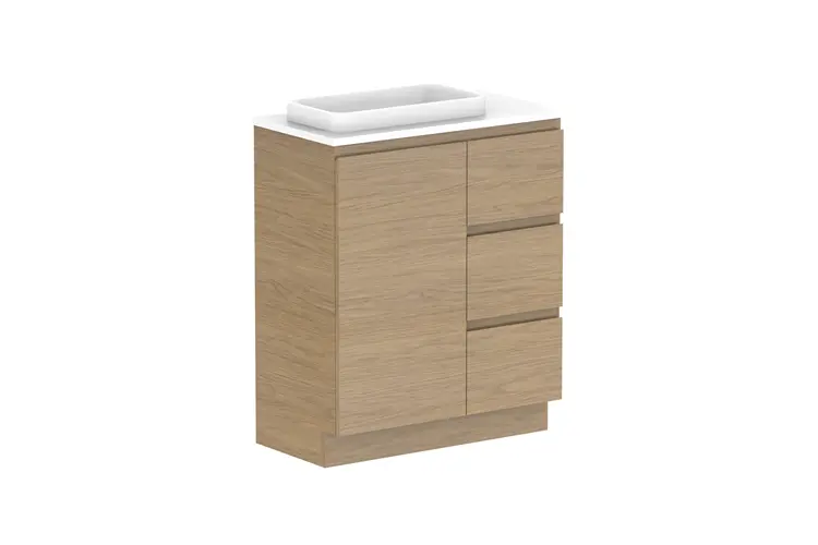 Glacier Lite Ens Dor&Drw Trio 750WITH KICKBOARD L CS (CAESARSTONE FINISH) 