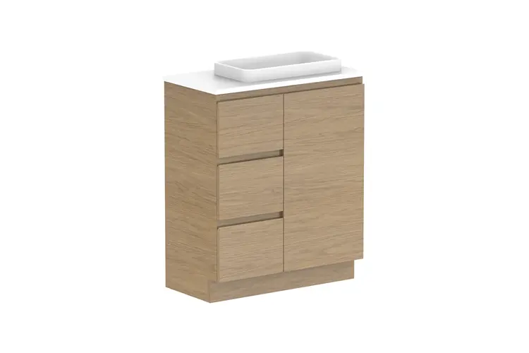 Glacier Lite Ens Dor&Drw Trio 750WITH KICKBOARD R CS (CAESARSTONE FINISH)