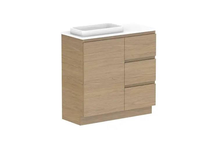 Glacier Lite Ens Dor&Drw Trio 900WITH KICKBOARD L CS (CAESARSTONE FINISH)