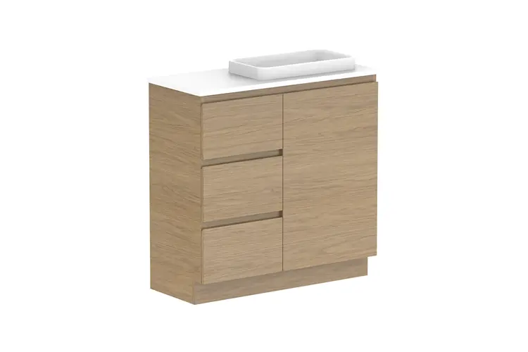 Glacier Lite Ens Dor&Drw Trio 900WITH KICKBOARD R CS (CAESARSTONE FINISH)  