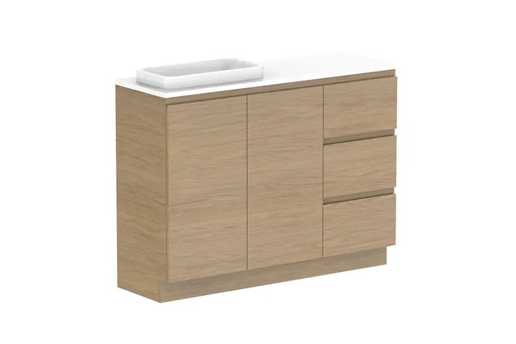 Glacier Lite Ens Dor&Drw Tro 1200WITH KICKBOARD L CS (CAESARSTONE FINISH) 