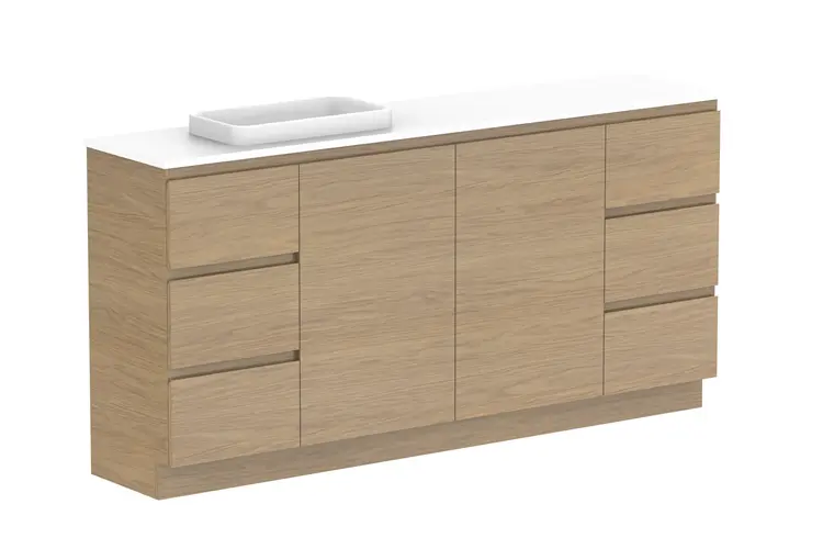 Glacier Lite Ens Dor&Drw Tro 1800WITH KICKBOARD L CS (CAESARSTONE FINISH)  