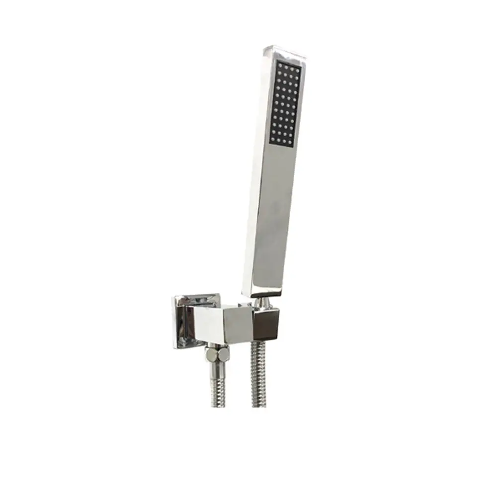 Square Chrome Hand Held Shower Head with Wall Connector