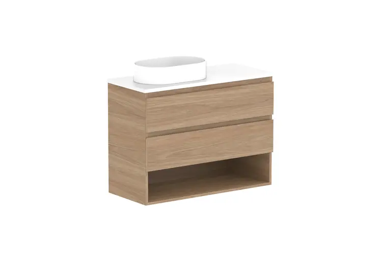 Glacier Lite Ens Shelf Twin 900 WH L CS (CAESARSTONE FINISH) 