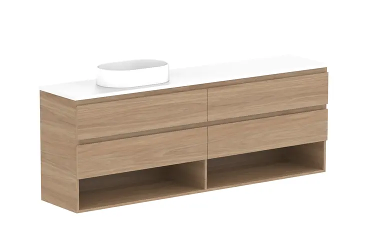 Glacier Lite Ens Shelf Twin 1800 WH L CS (CAESARSTONE FINISH)