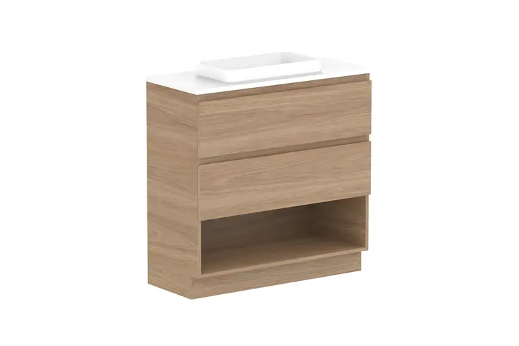 Glacier Lite Ens Shelf Twin 900 WITH KICKBOARD C CS (CAESARSTONE FINISH)