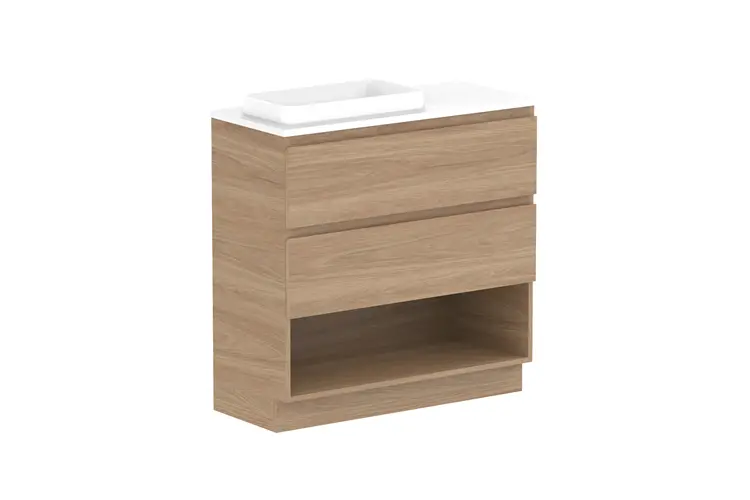 Glacier Lite Ens Shelf Twin 900 WITH KICKBOARD L CS (CAESARSTONE FINISH) 