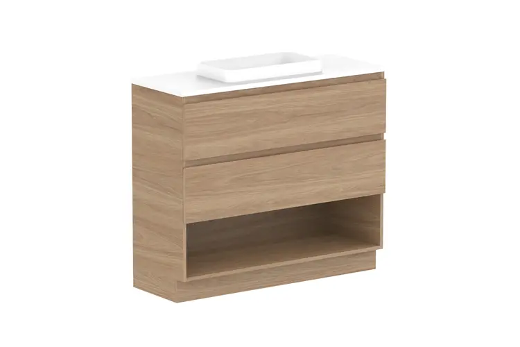 Glacier Lite Ens Shelf Twin 1050 WITH KICKBOARD C CS (CAESARSTONE FINISH) 