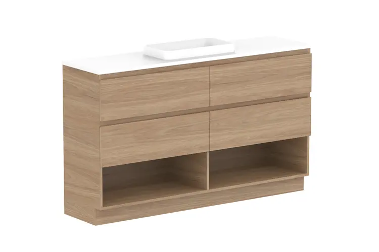 Glacier Lite Ens Shelf Twin 1500 WITH KICKBOARD C CS (CAESARSTONE FINISH) 