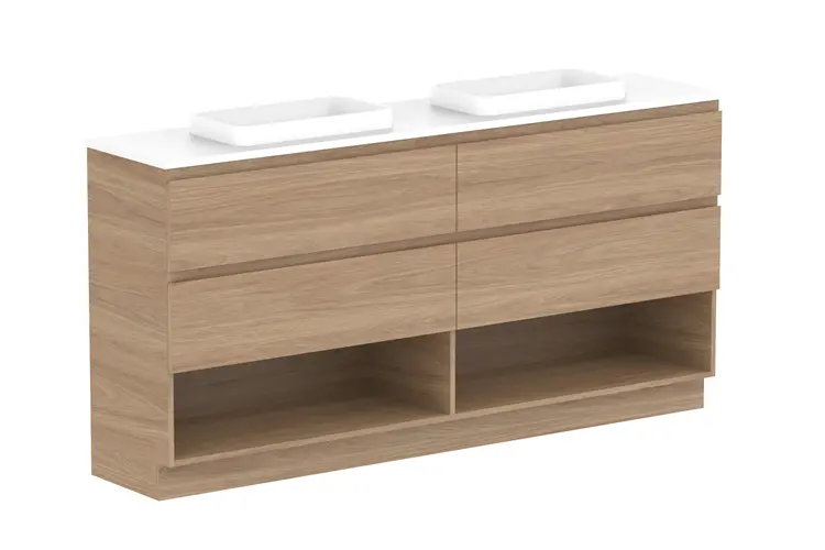 Glacier Lite Ens Shelf Twin 1800 WITH KICKBOARD D CS (CAESARSTONE FINISH)
