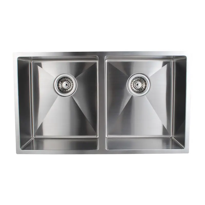 770x440x230mm Chrome Stainless Steel Double Bowl Kitchen Sink