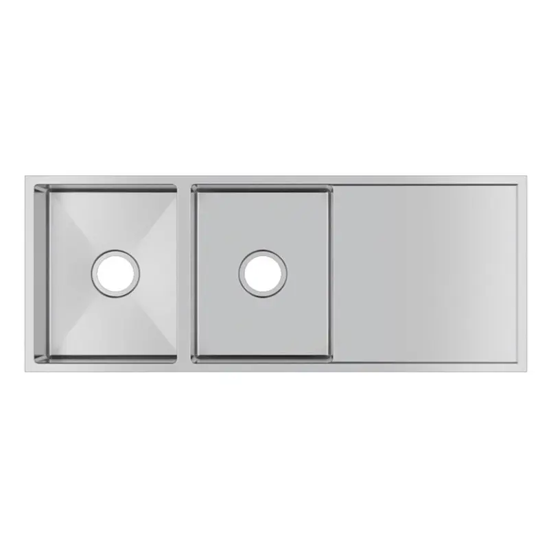 1160x460x230mm Chrome Stainless Steel Double Bowl Kitchen Sink 