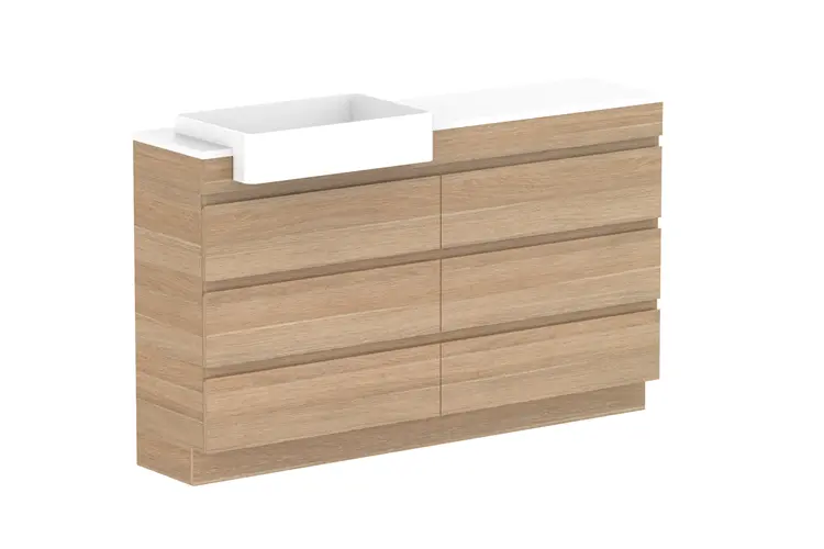 Glacier Pro SR All Drw Trio 1500 WITH KICKBOARD L CS (CAESARSTONE FINISH) 