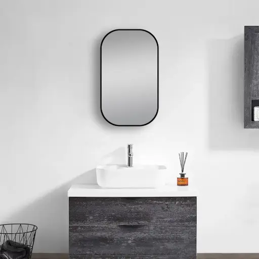 [LM-MBK-RR6090] 600x900mm Matte Black Framed Mirror 