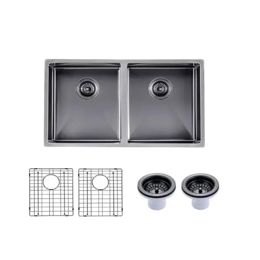 [GM8245-P.KS] 820x457x230mm Gunmetal Stainless Steel PVD Double Bowl Kitchen Sink 