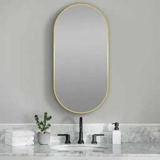 [LM-MBG-O50100] 500x1000mm Matte Brushed Gold Framed Mirror 