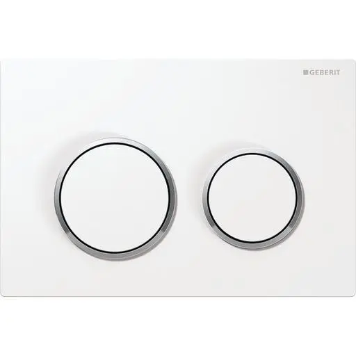 [UN-115.240.KJ.1] KAPPA21 White Plate and Round Button with Chrome Trim ABS Dual Flush/Access Plate
