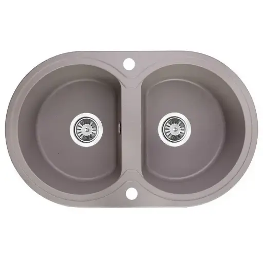 [LO-SBD520T] 470x780x204mm Grey Granite Double Bowl Kitchen Sink