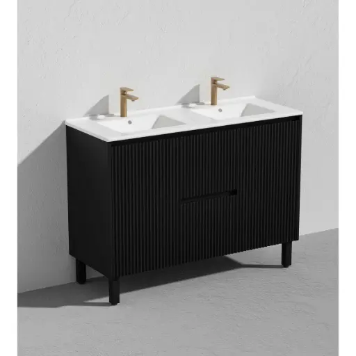 [CB124DL-MB- DBCT] Ceto Brighton 1200mm Middle Drawer Freestanding Vanity Matte Black (Ceramic Top)