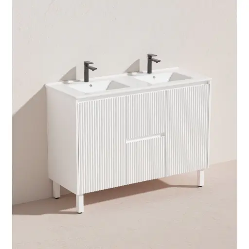 [CH124DL-MW- DBCT] Ceto Brighton 1200mm Middle Drawer Freestanding Vanity Matte White (Ceramic Top)