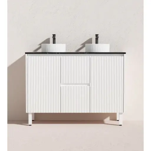 [CH124DLMW- DBQST] Ceto Brighton 1200mm Middle Drawer Freestanding Vanity Matte White (Quartz Stone Top)