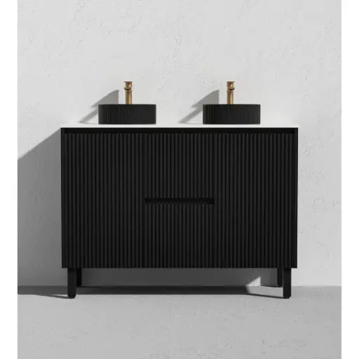 [CH124DLMB- DBQST] Ceto Brighton 1200mm Middle Drawer Freestanding Vanity Matte Black (Quartz Stone Top)