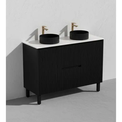 [CH124DL-MB-ST] Ceto Brighton 1200mm Middle Drawer Freestanding Vanity Matte Black (Stone Top)