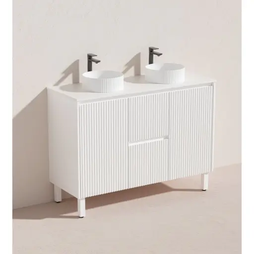 [CH124DL-MW-ST] Ceto Brighton 1200mm Middle Drawer Freestanding Vanity Matte White (Stone Top)